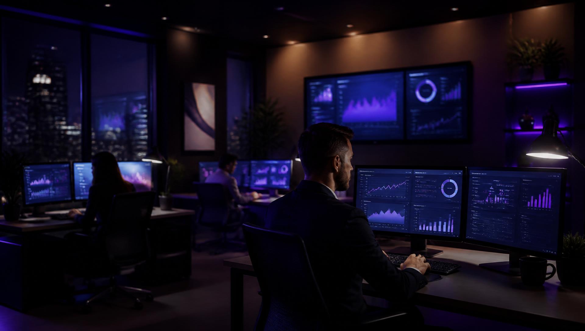 Mortgage brokerage team working with CRM dashboards and pipeline analytics